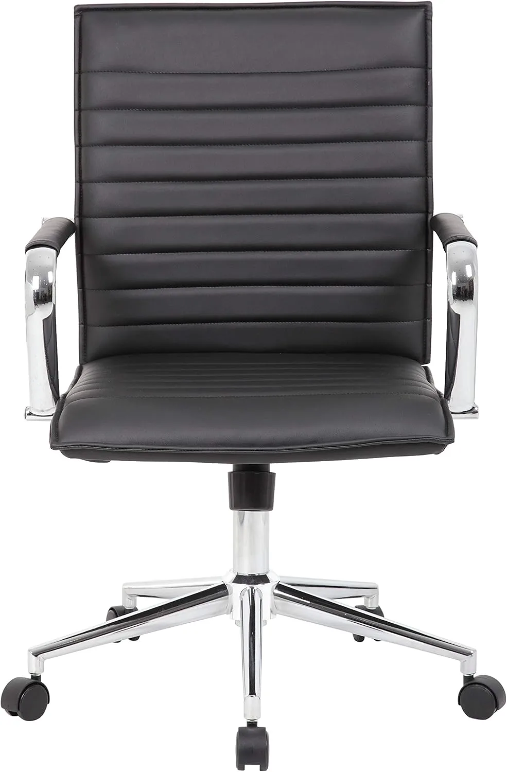 Boss Office Products Sleek Ribbed Vinyl Task Chair, Black
