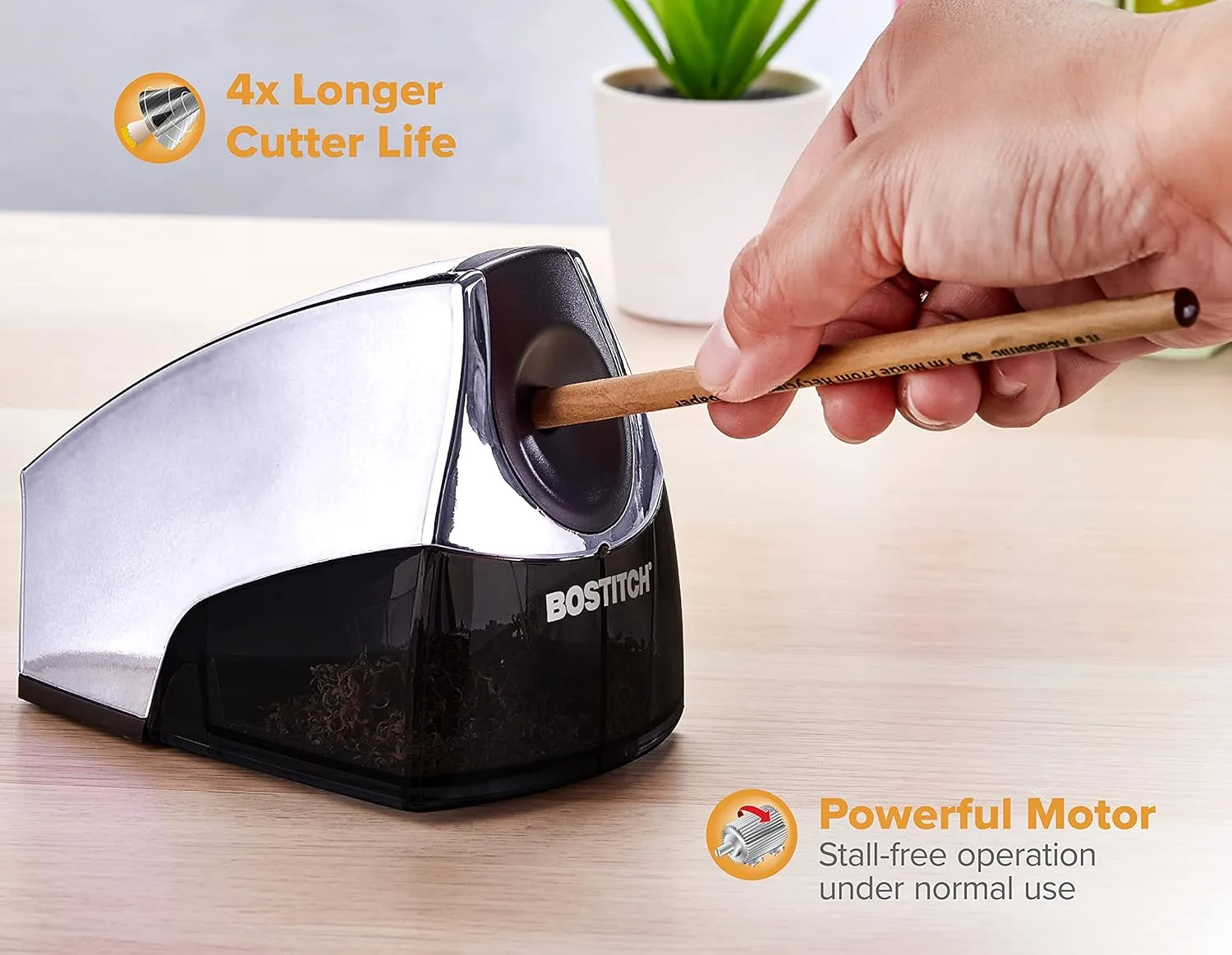 Bostitch Office Personal Electric Pencil Sharpener with HHC Cutter Technology