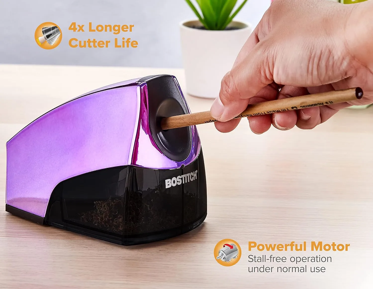 Bostitch Office Personal Electric Pencil Sharpener with HHC Cutter Technology