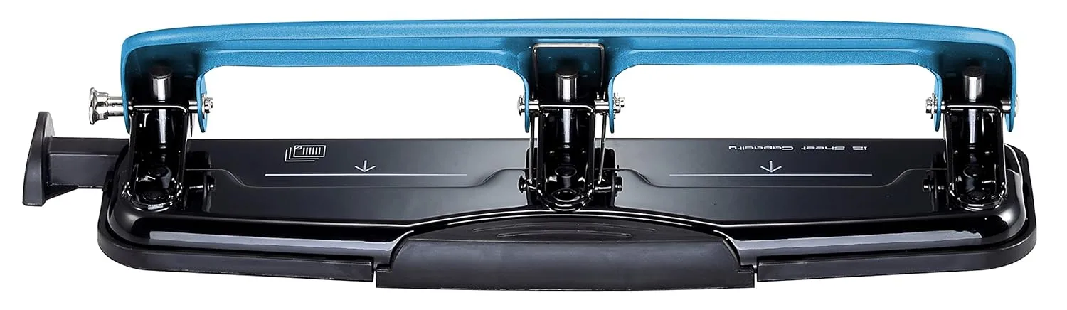 Bostitch EZ Squeeze Three-Hole Punch, 12-Sheet Capacity