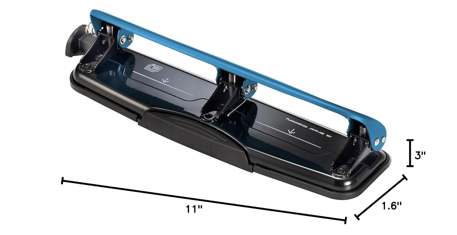 Bostitch EZ Squeeze Three-Hole Punch, 12-Sheet Capacity