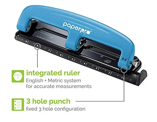 Bostitch EZ Squeeze Three-Hole Punch, 12-Sheet Capacity