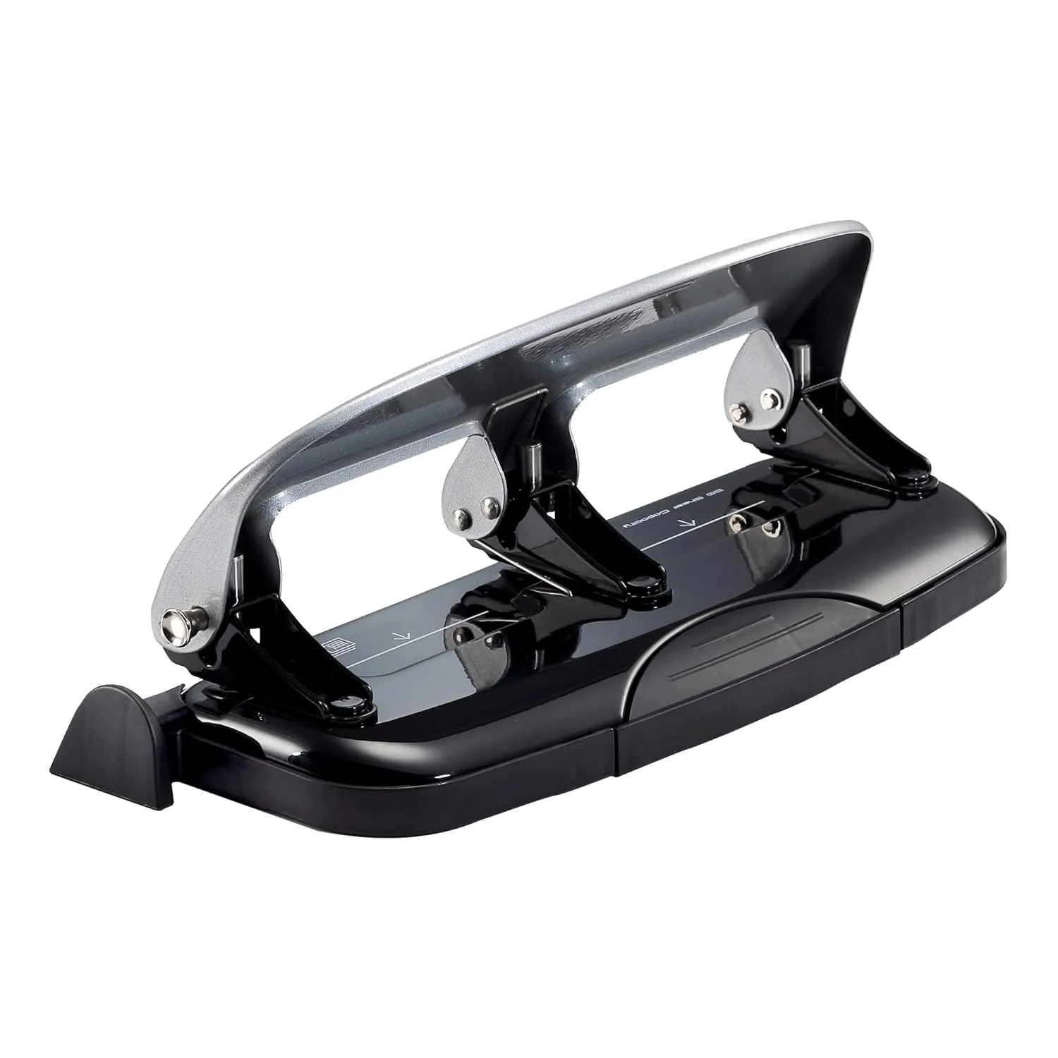 Bostitch EZ Squeeze 3-Hole Punch, 20-Sheet Capacity, No-Jam, Silver/Black