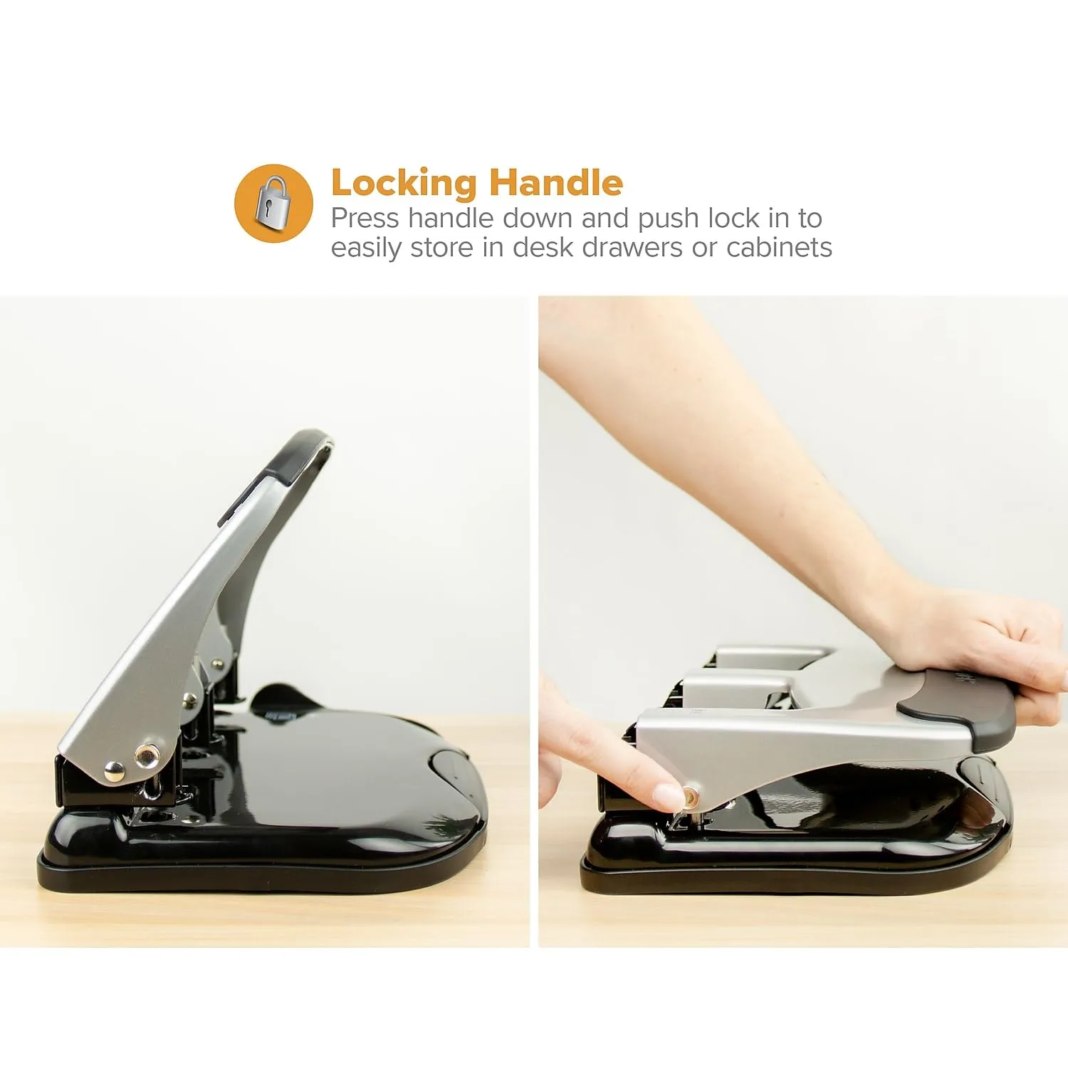 Bostitch EZ Squeeze Heavy Duty 3-Hole Punch, 40-Sheet, Silver/Black