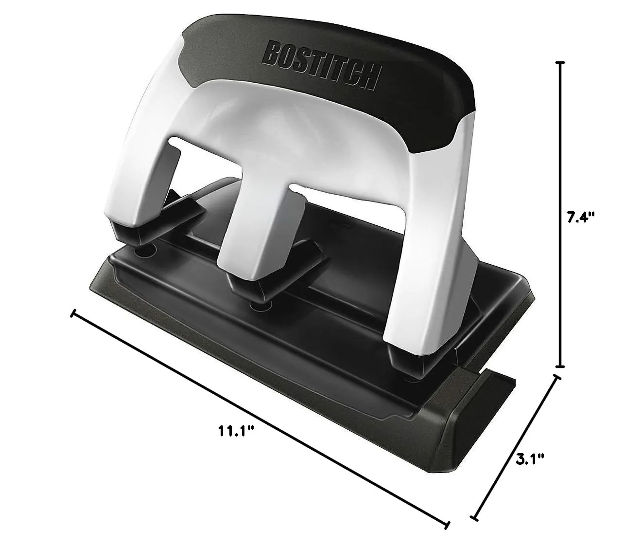 Bostitch EZ Squeeze Heavy Duty 3-Hole Punch, 40-Sheet, Silver/Black