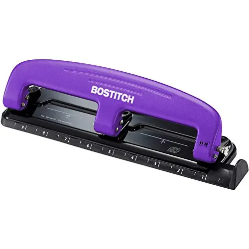 Bostitch EZ Squeeze Three-Hole Punch, 12-Sheet Capacity