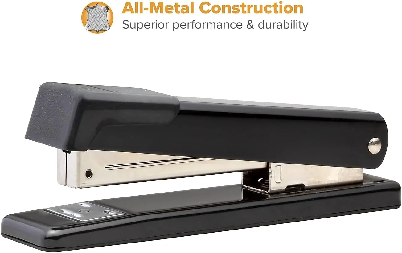 Bostitch Office Classic Metal Desktop Stapler, 20 Sheet Capacity, Dual Clinch, Opens for Tacking, Full-Strip, Black