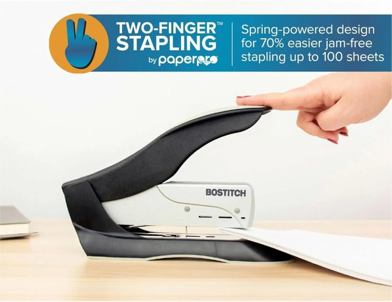 Bostitch Office inHANCE+100 Heavy Duty Stapler - Two Fingers, No Effort