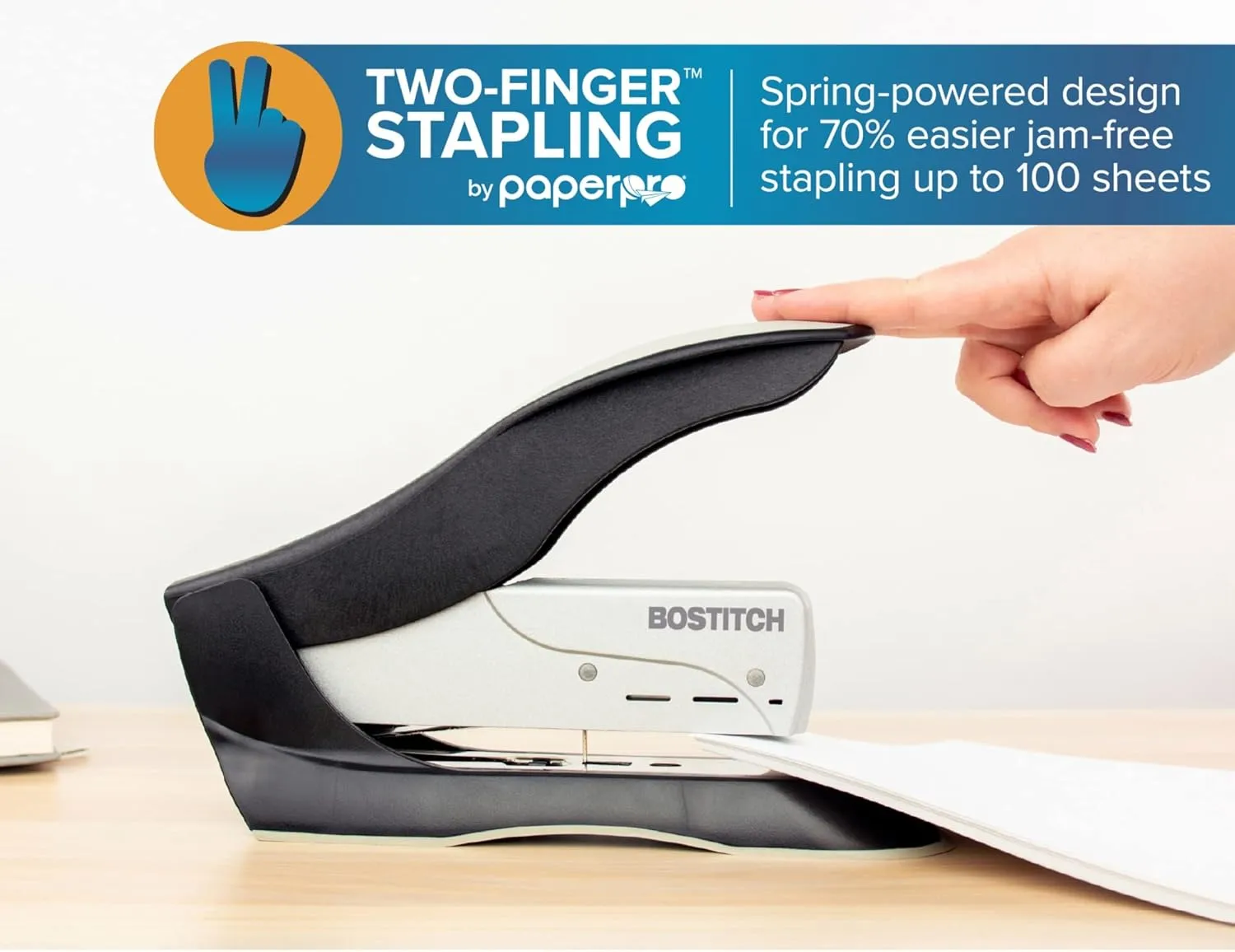 Bostitch Office inHANCE+100 Heavy Duty Stapler - Two Fingers, No Effort