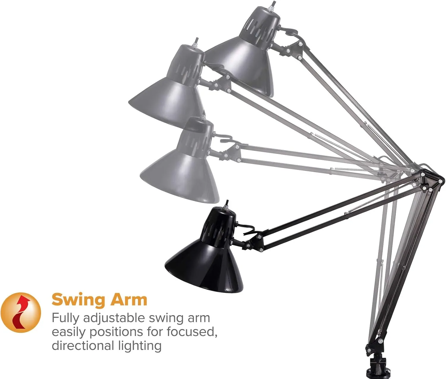 Bostitch Office VLF100 Swing Arm Desk Lamp with Clamp Mount, 36" Reach