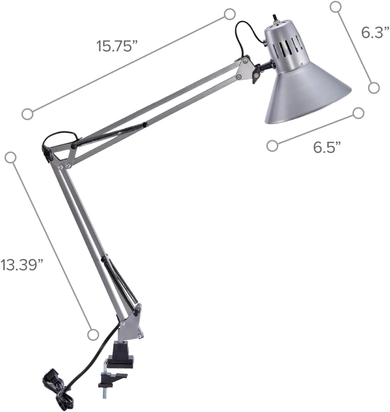 Bostitch Office VLF100 Swing Arm Desk Lamp with Clamp Mount, 36" Reach