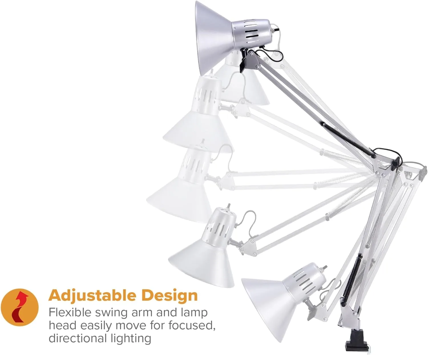 Bostitch Office VLF100 Swing Arm Desk Lamp with Clamp Mount, 36" Reach