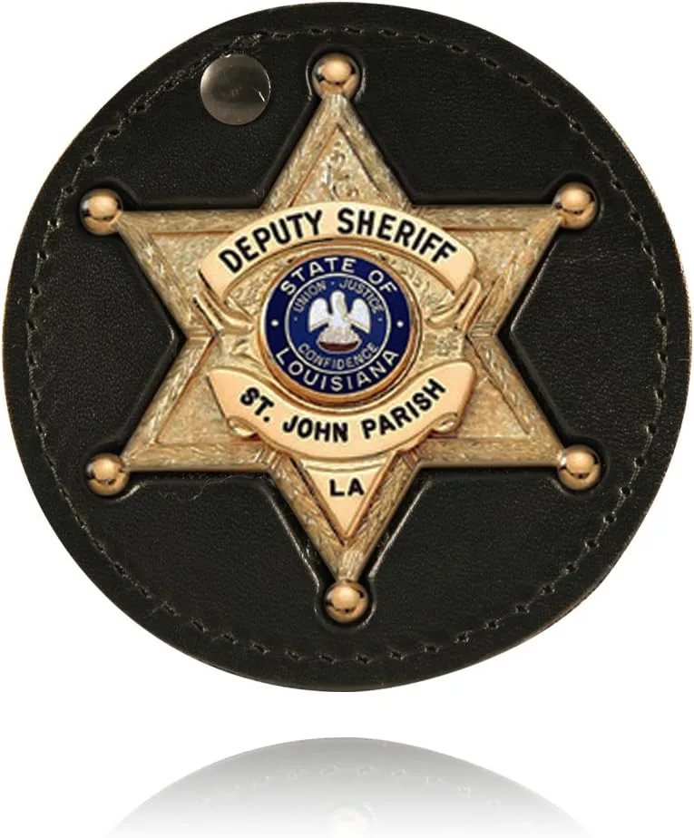 BOSTON LEATHER Recessed Circle Badge Holder with Clip