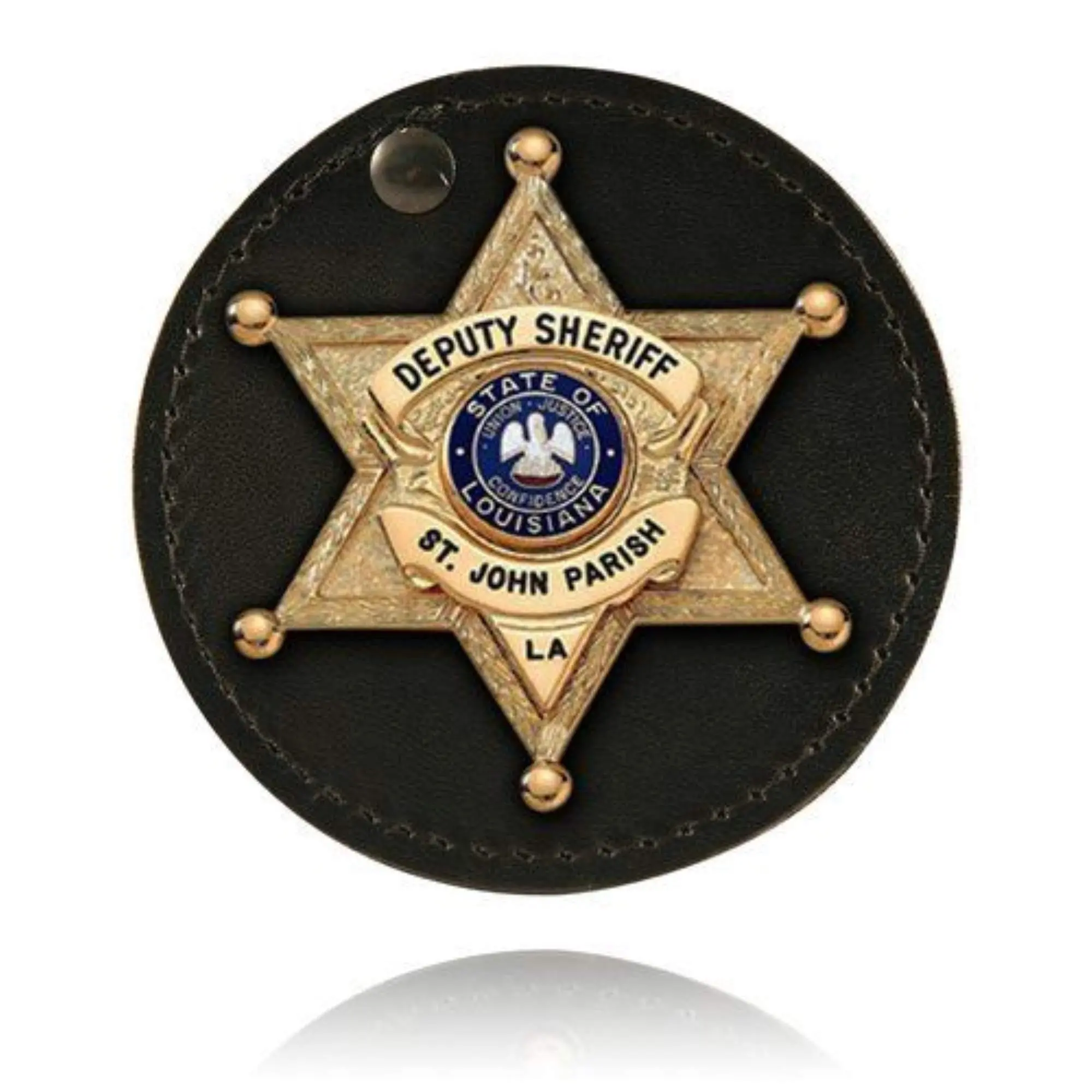 BOSTON LEATHER 3.75in Round Badge Holder