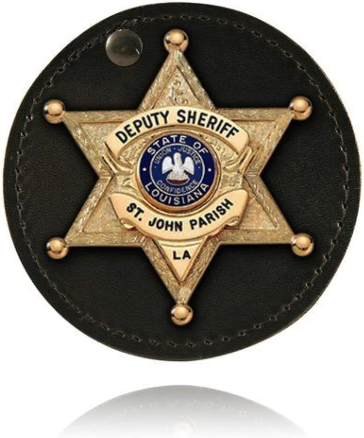 BOSTON LEATHER 3.75in Round Badge Holder