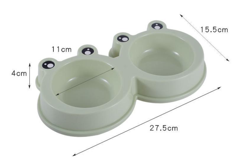 PETS CLUB FROG SHAPED DOUBLE BOWL, 98 ML, 27.8*15.5*4 CM : GREEN SMALL