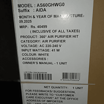 LG PuriCare™ 360 Hit Air Purifier (AS60GHWG0) with HEPA 13 Filter