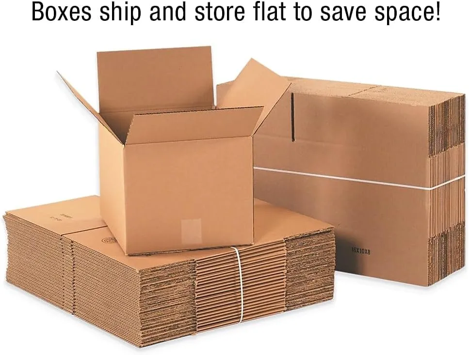 Partners Brand Multi-Depth Corrugated Boxes, 12 x 10 x 6 in, Kraft - Bundle of 25