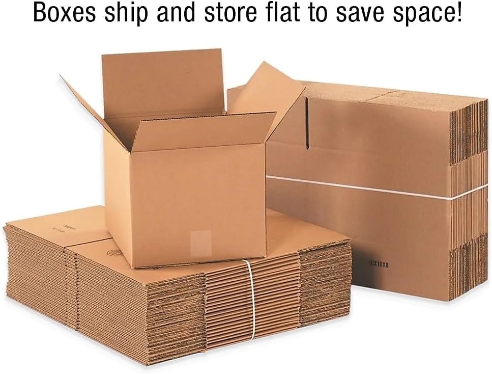 SI Products 13-Inch x 13-Inch x 2-Inch Shipping Box, 200#/ECT, 25/Bundle (13132)