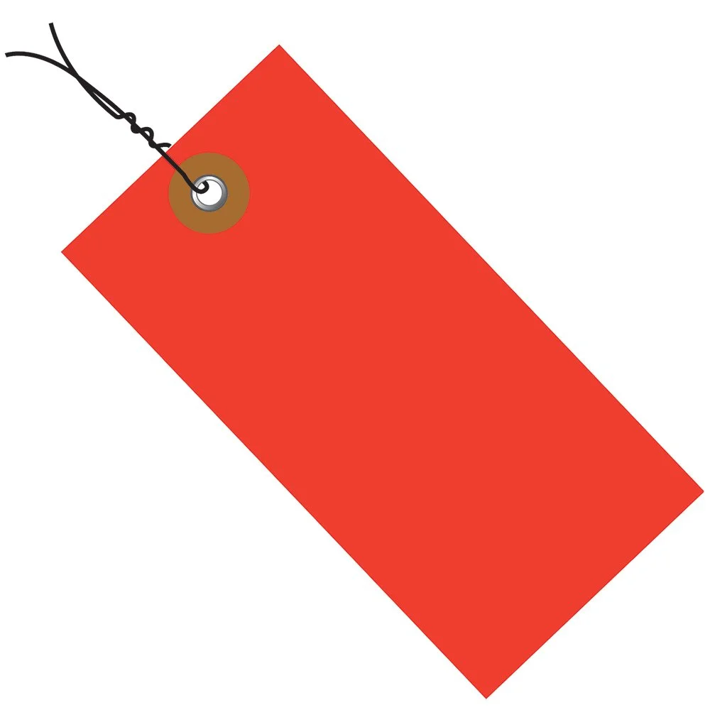 6 1/4 x 3 1/8" Red Tyvek Shipping Tags - Pre-Wired