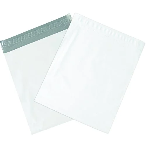 BOX USA Poly Mailer Envelopes, 11' x 13' x 4', White, Self-Seal with Tear Strip, Gusseted, Waterproof and Puncture Resistant