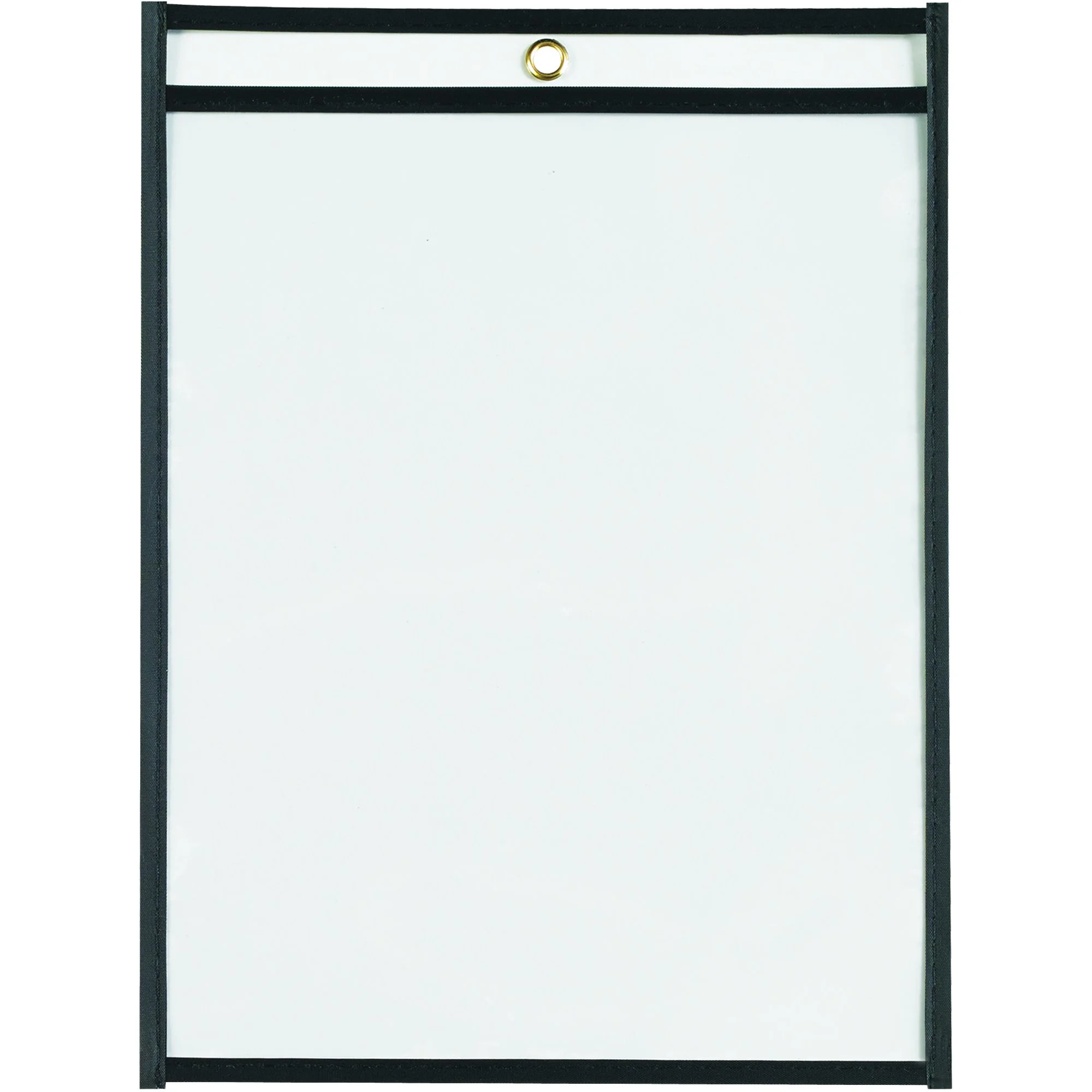 BOX USA Stitched Job Ticket Holders, Top Loading, 9 x 12", Clear with Black Edging, Reusable Vinyl, Double-Sided Dry Erase