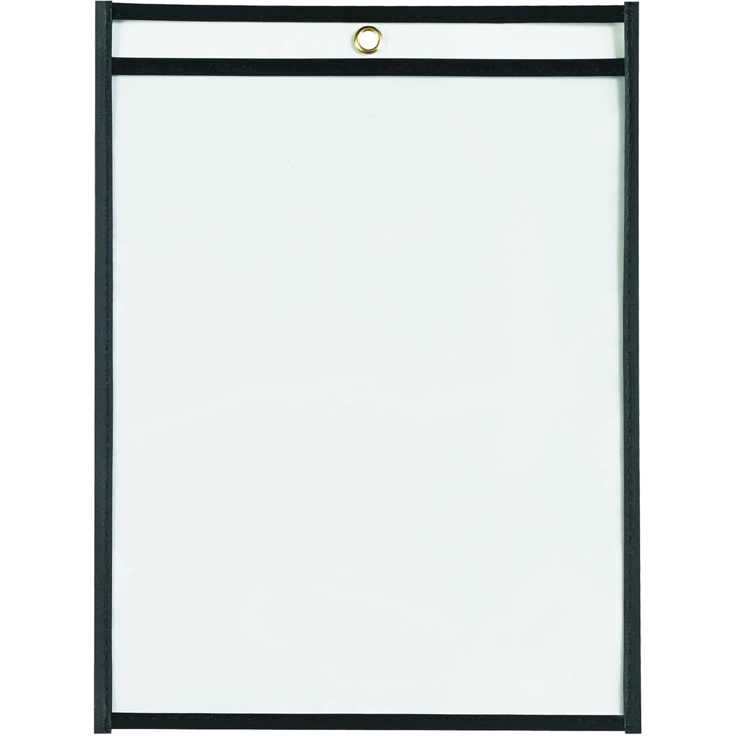 BOX USA Stitched Job Ticket Holders, Top Loading, 9 x 12", Clear with Black Edging, Reusable Vinyl, Double-Sided Dry Erase