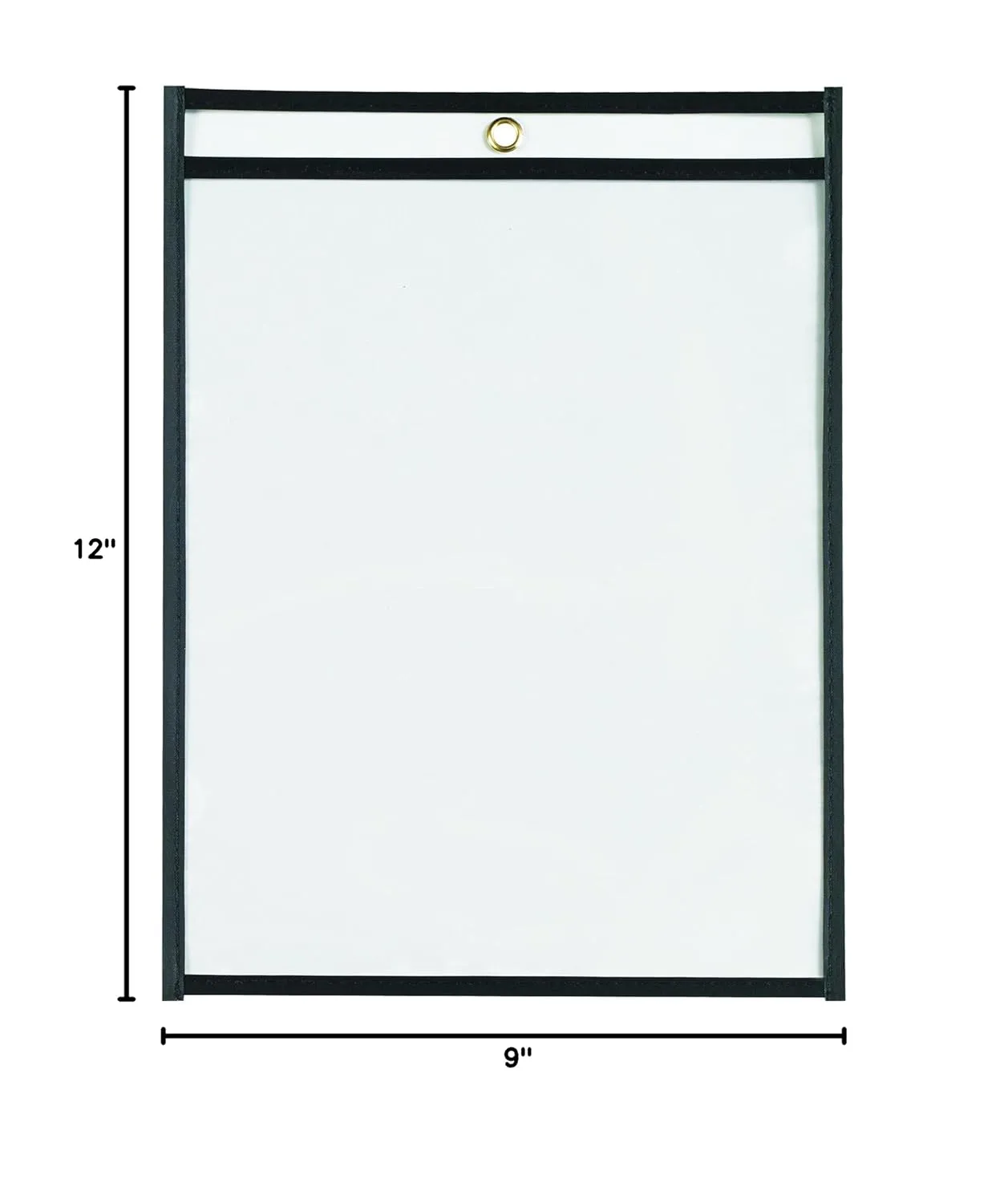 BOX USA Stitched Job Ticket Holders, Top Loading, 9 x 12", Clear with Black Edging, Reusable Vinyl, Double-Sided Dry Erase