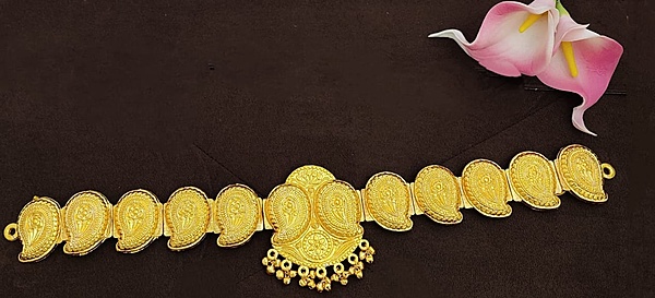 Temple Jewellery – Plain Gold Finish Waistbelt / Oddiyanam / Vaddanam