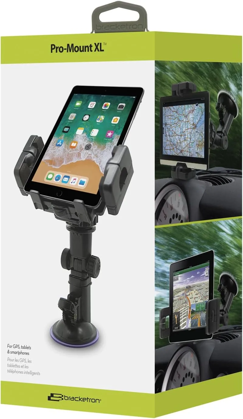 Bracketron Pro-Mount XL Windshield Mount for GPS, Tablets & Smartphones - BT1-514-1, Black