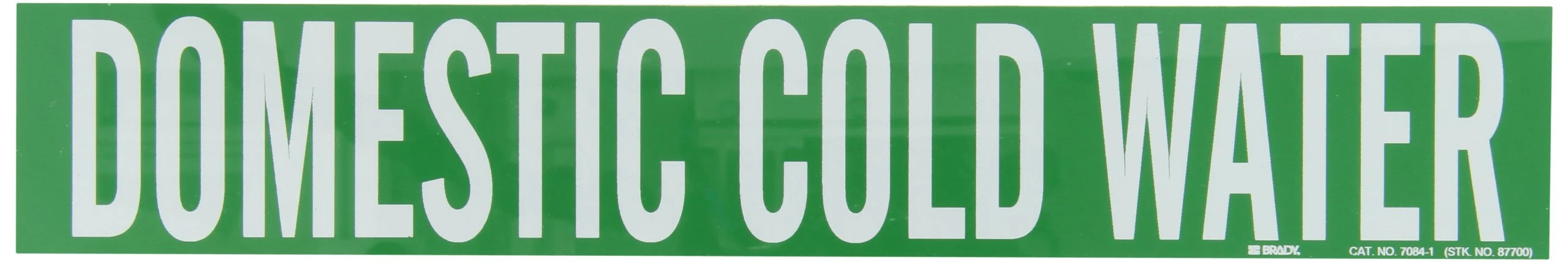 Brady 7084-1 2-1/4" Height, 14" Width, B-946 High Performance Vinyl, White On Green Color Self-Sticking Vinyl Pipe Marker