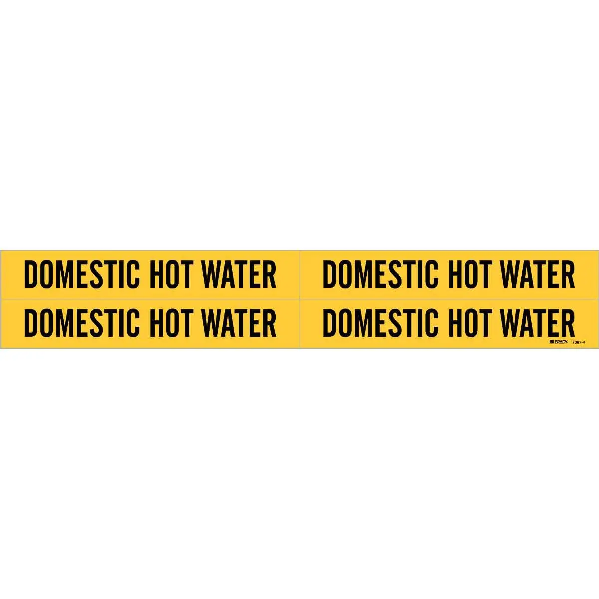 Brady 7087-4 Legend "Domestic Hot Water", 1-1/8" Height, 7" Width, 3/4" - 2-3/8" Outside Pipe Diameter