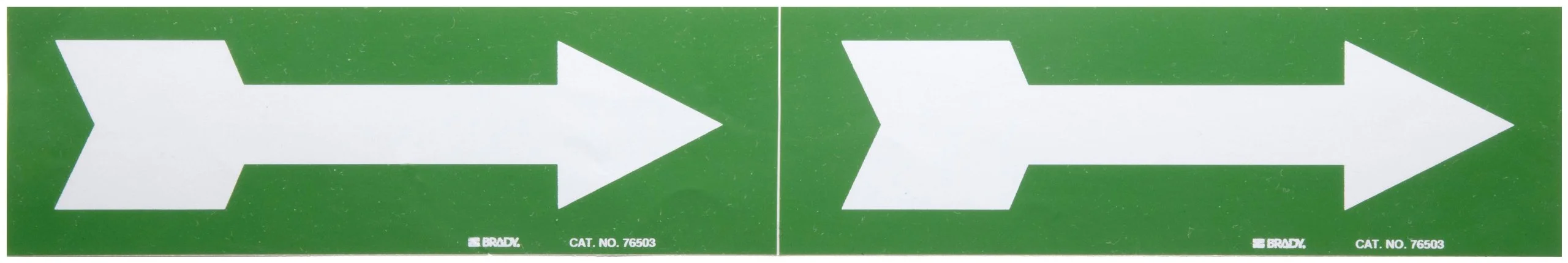 Brady 76503 2-1/4" Height, 7" Width, B-946 High Performance Vinyl, White On Green Color Self-Sticking Vinyl Arrow For 3"