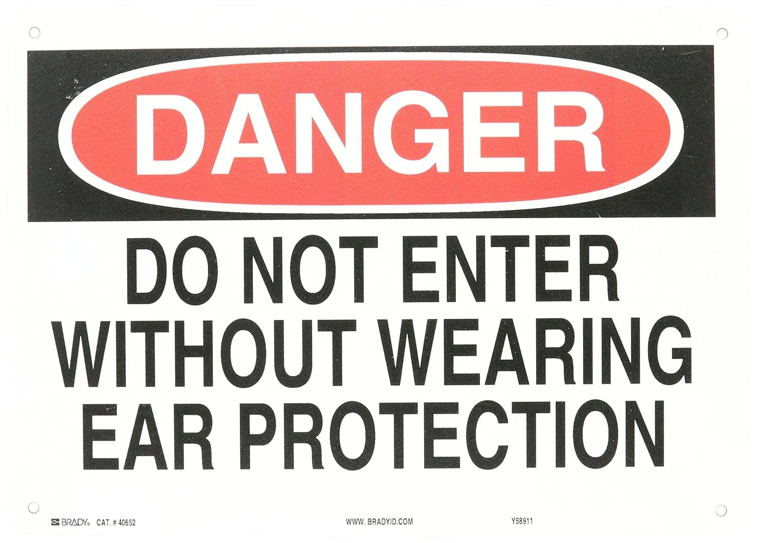 Brady 40652 Admittance Sign, Aluminium, 10" Height x 14" Width, Black/Red on White
