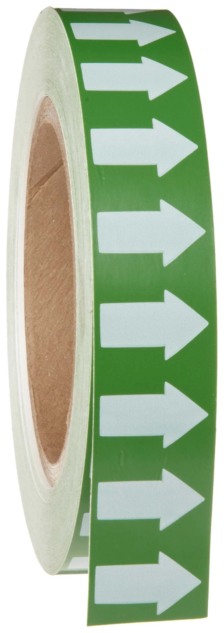 Brady 91425 1" Width, 90' Length, B-946 High Performance Vinyl, White On Green Color Arrow Tape, Legend (Arrow Pictogram)