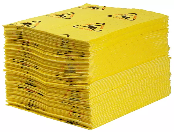 BRIGHTSORB 15"x 19" Heavy Weight Multi-Purpose Absorbent Pads with Slip Hazard Warning - 100 ct