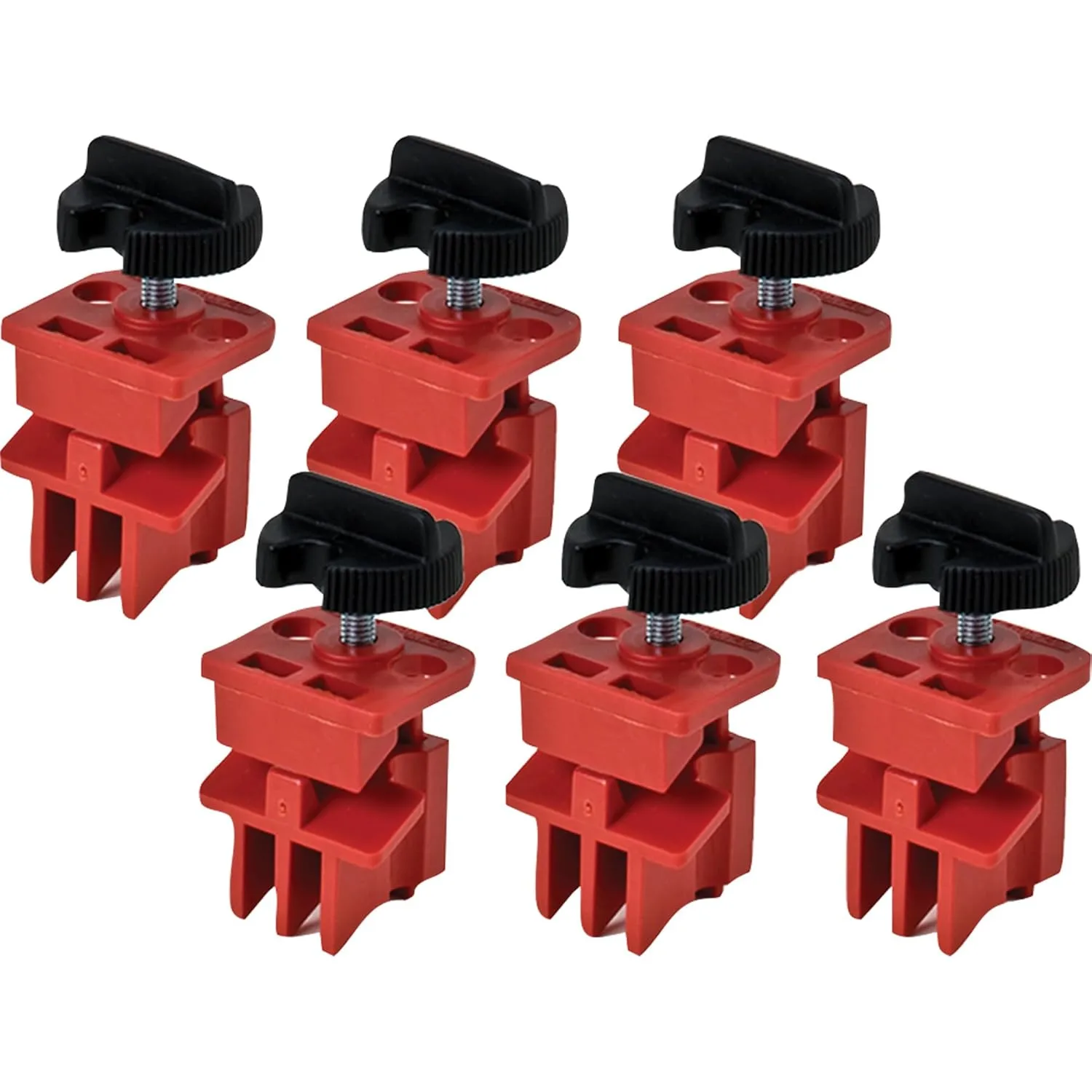 Multi-Pole Breaker Lockout: 120 & 277V, 1 Padlock Max, 1.05" High, 1.25" Wide