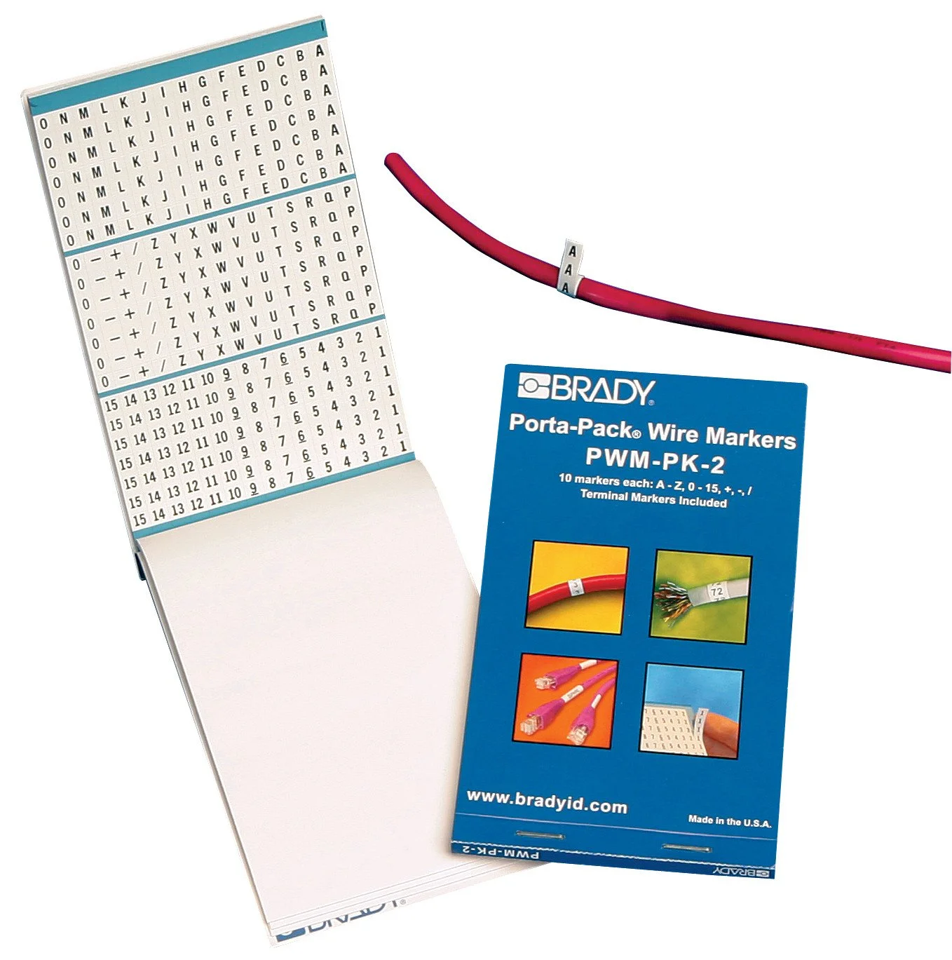 Brady PWM-PK-2 B-500 Matte Repositionable Vinyl Cloth, Black On White Color Porta-Pack Letter