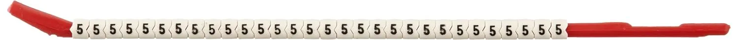 Brady SCN10-5 0.110" - 0.134" Wire Diameter, Nylon, Black on White Clip Sleeve Wire Marker, Legend "5" (Pack of 10 Wands