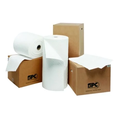 Brady SPC OP100 15" x 19" Premium Heavy Weight Oil Only Absorbent Pads with Strong, Low Linting Fine Fiber Cover - 100 ct