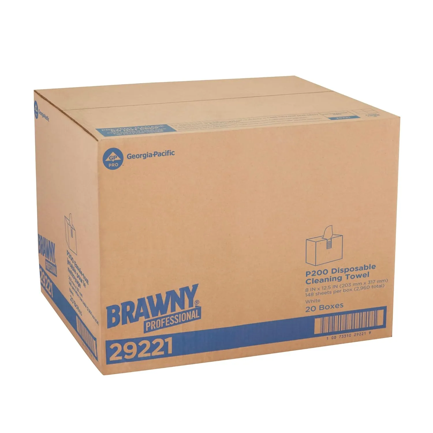 Brawny Professional P200 Disposable Cleaning Towel by GP PRO (Georgia-Pacific), 29221, 1/4-Fold, White