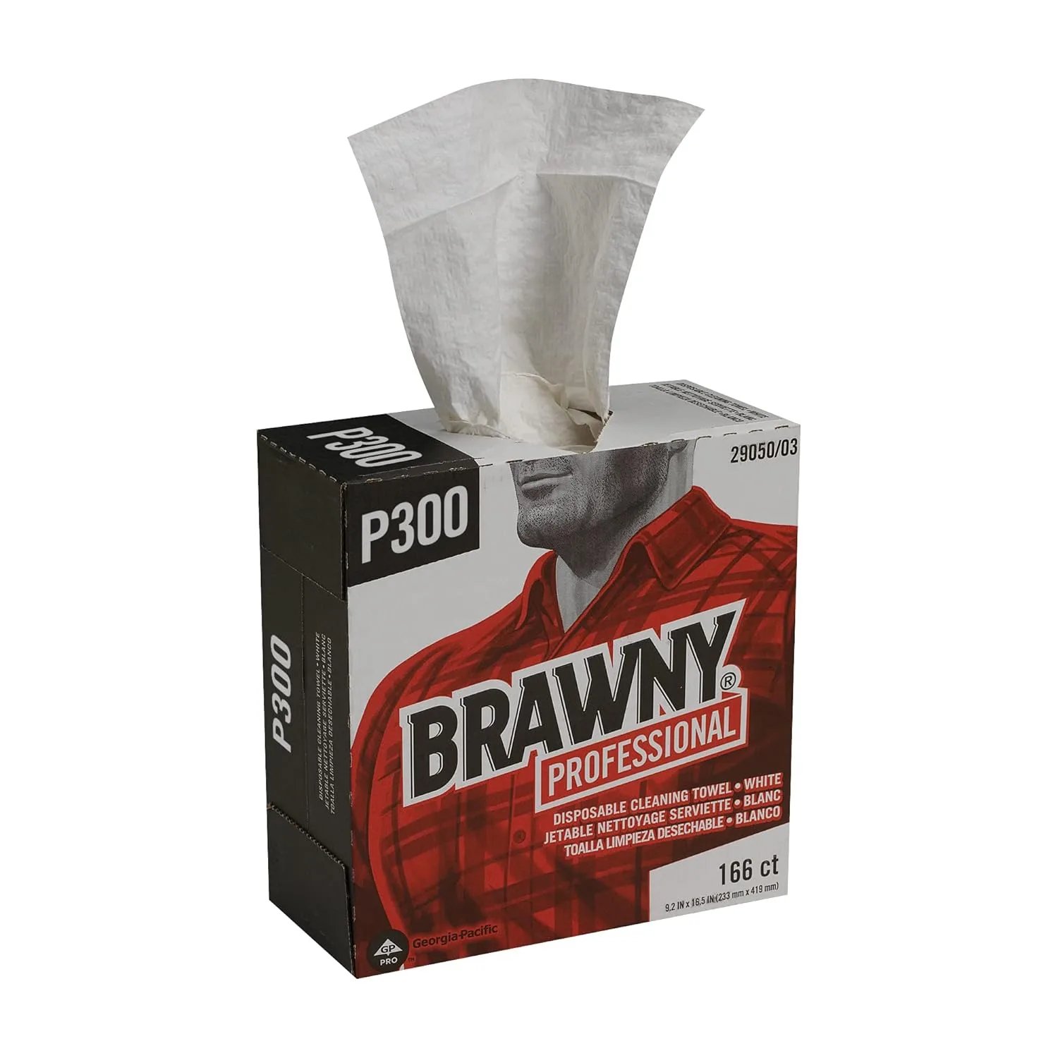 Georgia-Pacific Brawny Professional P300 Disposable Cleaning Towel by GP PRO,29050/03,Medium Duty,Tall Box,White