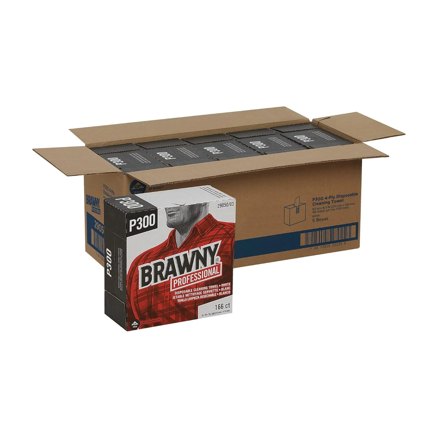 Georgia-Pacific Brawny Professional P300 Disposable Cleaning Towel by GP PRO,29050/03,Medium Duty,Tall Box,White