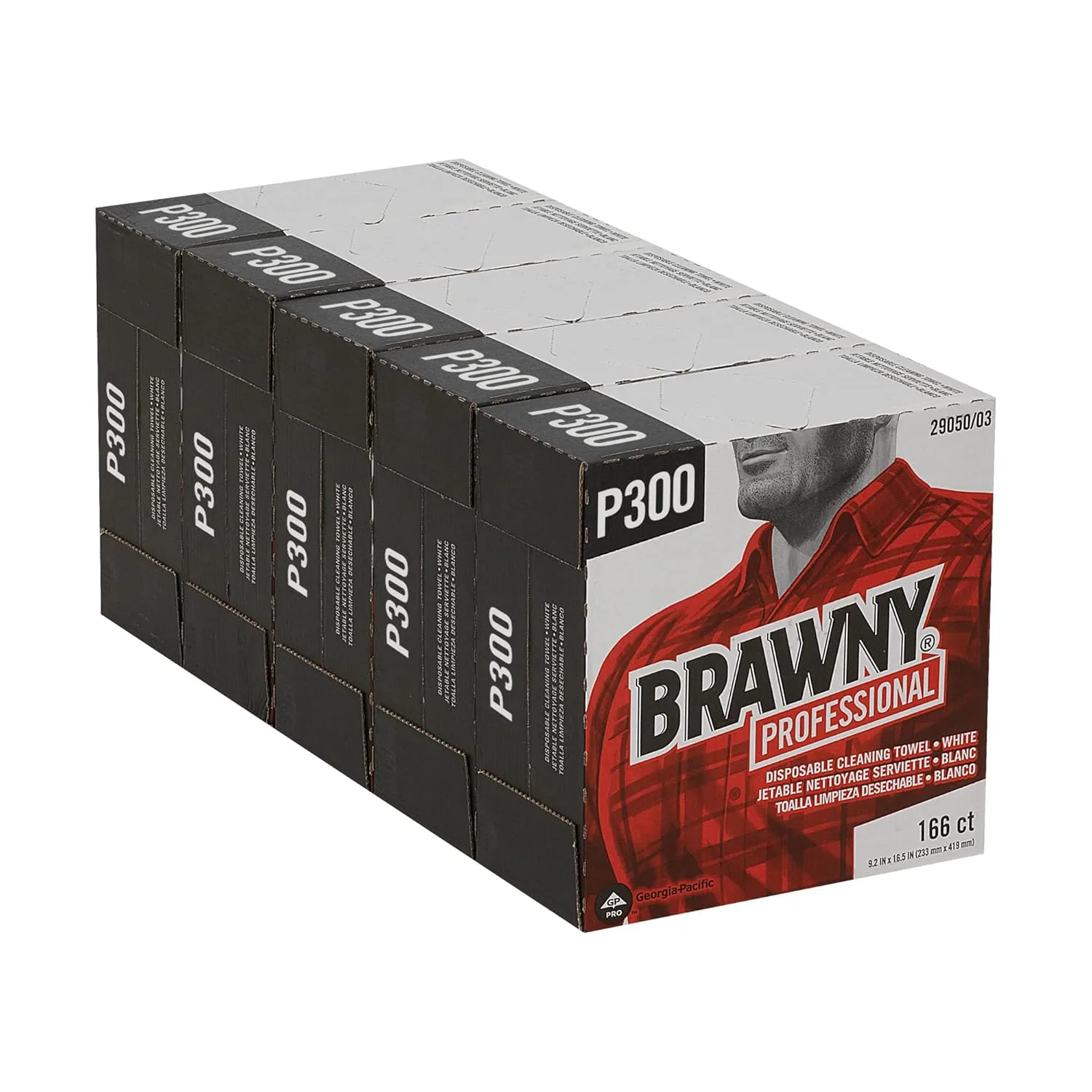 Georgia-Pacific Brawny Professional P300 Disposable Cleaning Towel by GP PRO,29050/03,Medium Duty,Tall Box,White