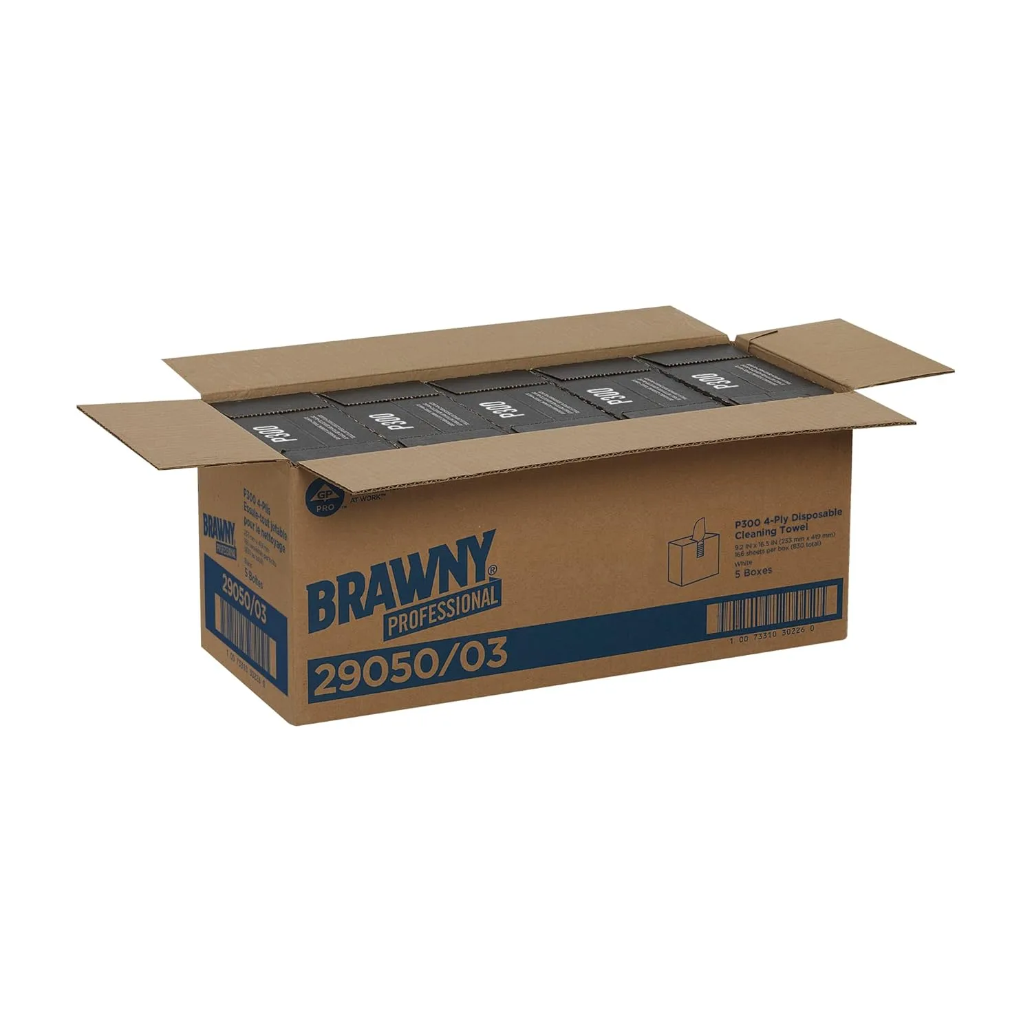 Georgia-Pacific Brawny Professional P300 Disposable Cleaning Towel by GP PRO,29050/03,Medium Duty,Tall Box,White