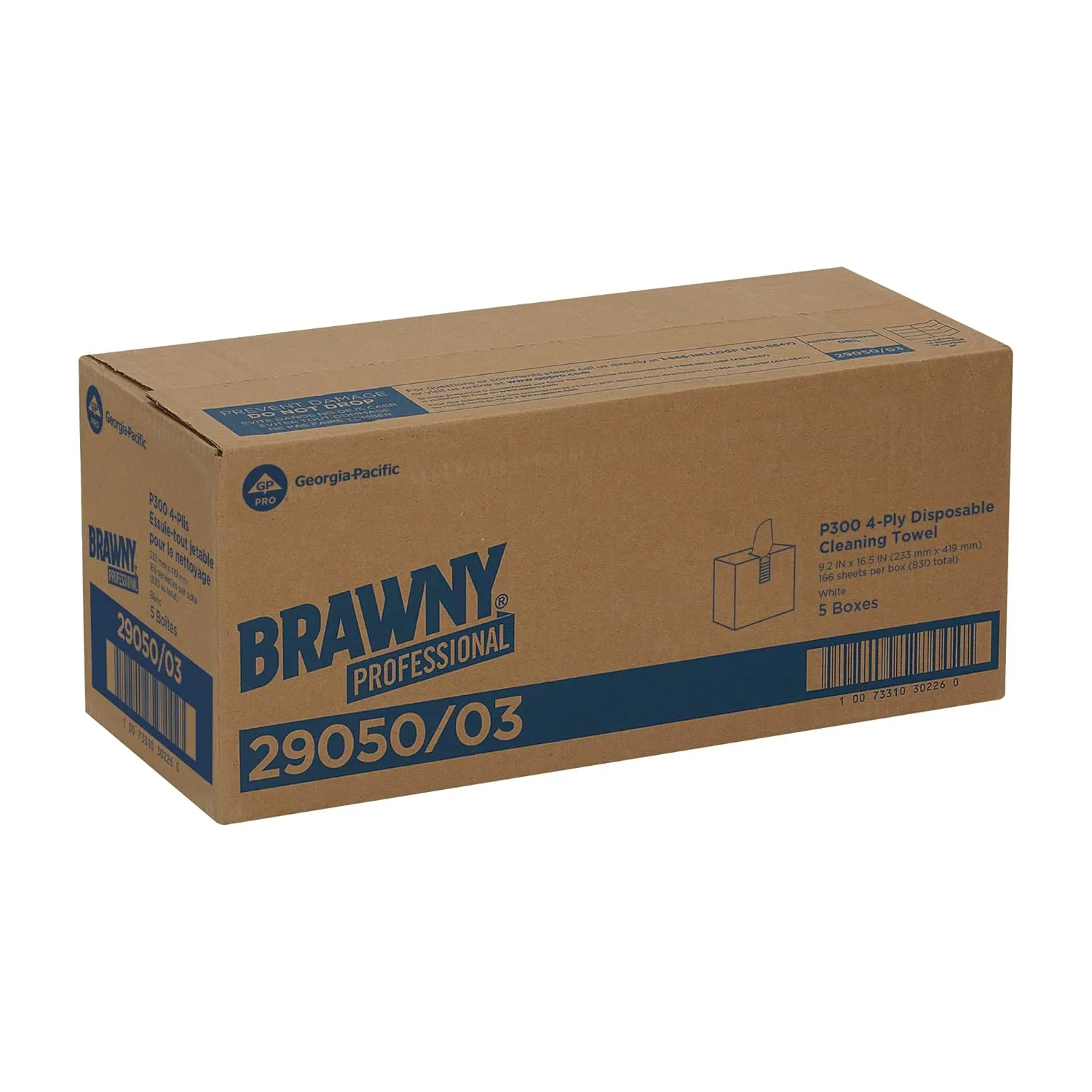 Georgia-Pacific Brawny Professional P300 Disposable Cleaning Towel by GP PRO,29050/03,Medium Duty,Tall Box,White