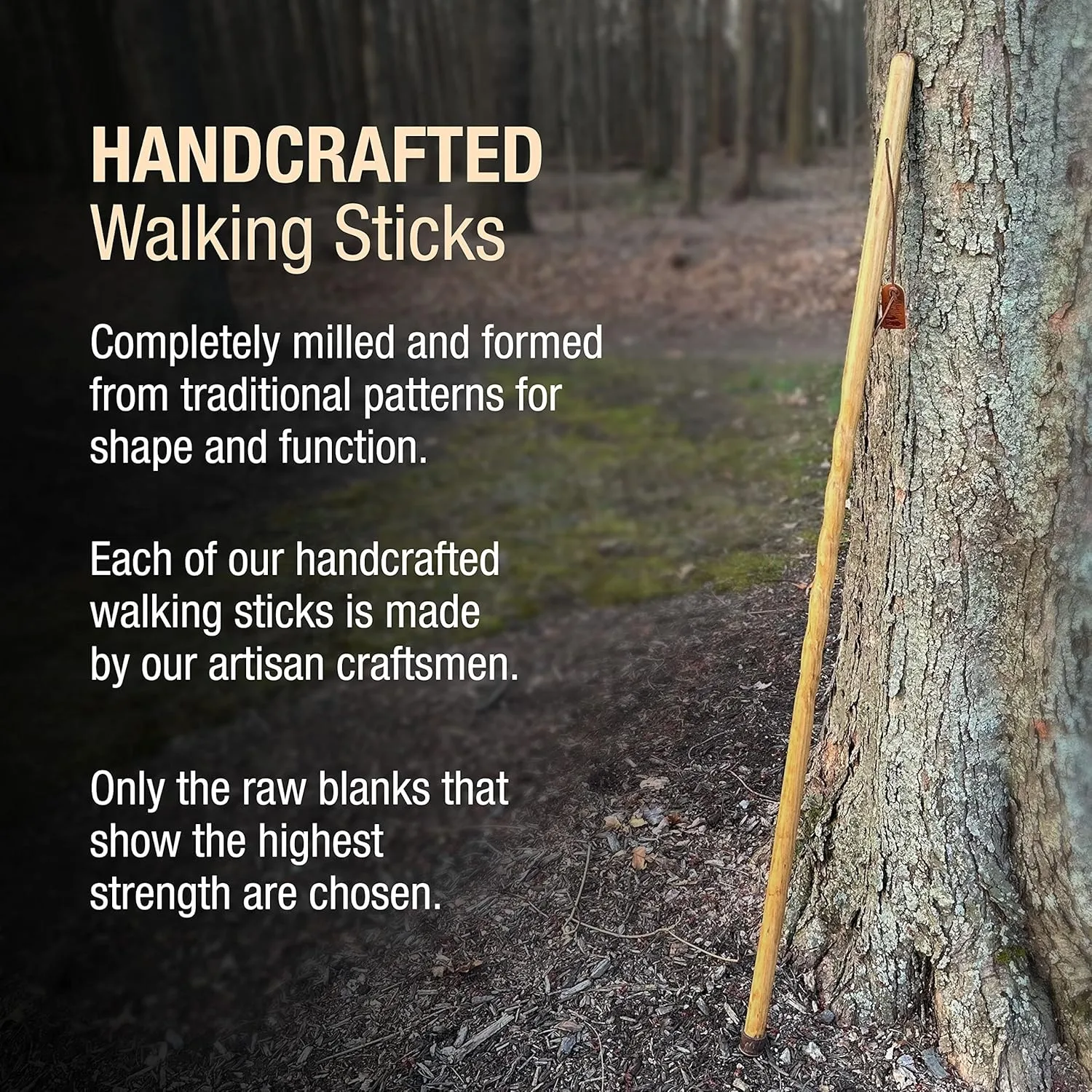 Brazos Handcrafted Wood Walking Stick, Twisted Pine, Trekker Style Handle, for Men & Women, Made in The USA, 55" Brown