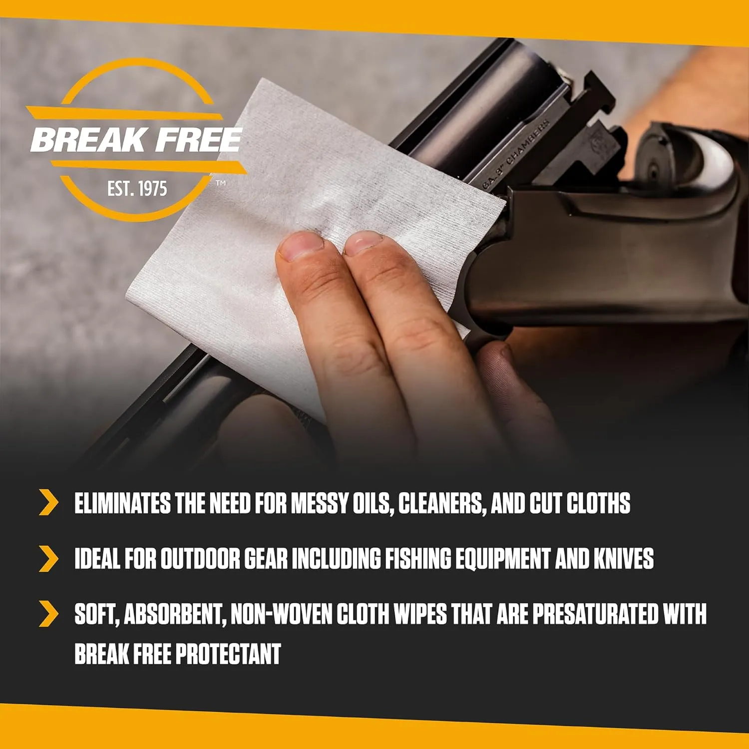 Break Free Collector Gun Cleaner Wipes, Long Term Protectant, Cloth Wipes, 20 Wipes