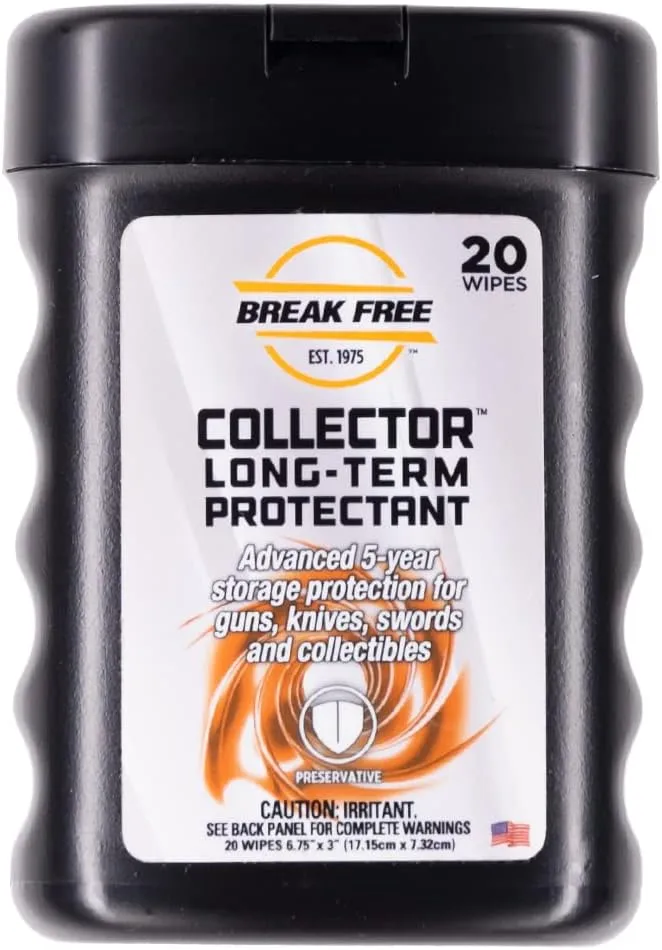 Break Free Collector Gun Cleaner Wipes, Long Term Protectant, Cloth Wipes, 20 Wipes