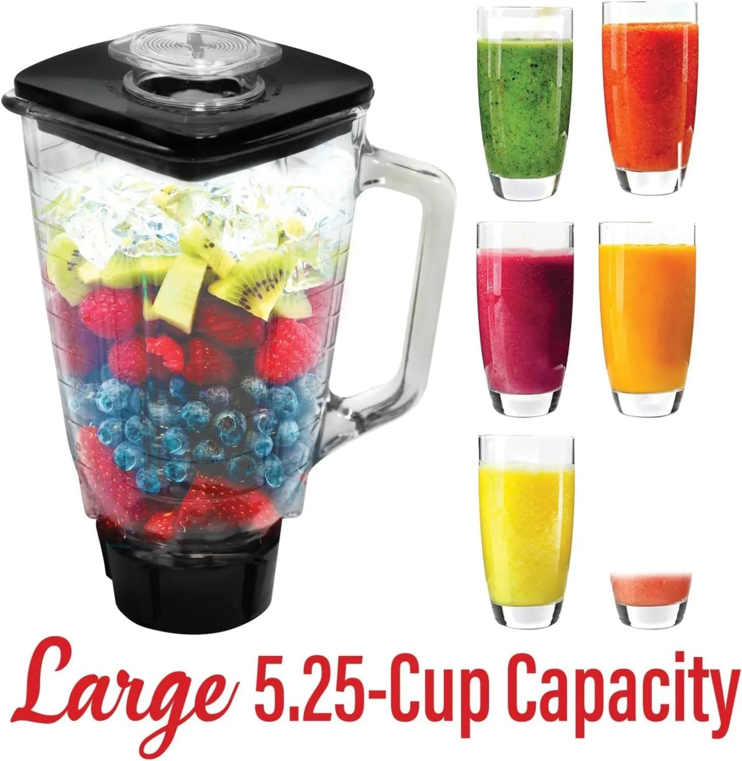 Brentwood P-OST722 Replacement Glass Jar Set, 42 Oz (0.33 Gal), 6-Piece, Clear, Fits Oster Blenders
